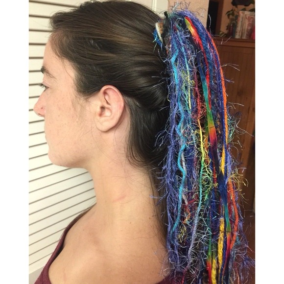 The Unbranded Brand Other - Primary mixed tones- Yarn hair fall / clip for Burning Man or festivals #002